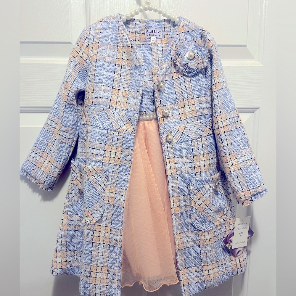Blueberi Boulevard 2 Piece Tweed Jacket and dress little girls 4T